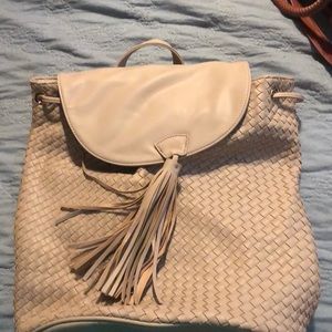 Leather woven backpack